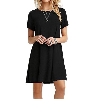 China E-commerce border washable casual dress line a loose round neck short sleeve temperament of Amazon European and American women for sale