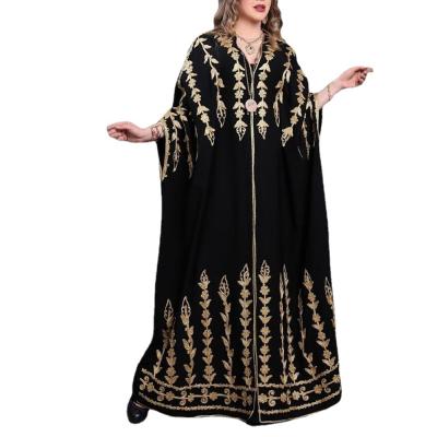 China Washable Customize Logo And New Pattern Women's Large Loose Casual Dress Printed Black Muslim Maxi Dress for sale