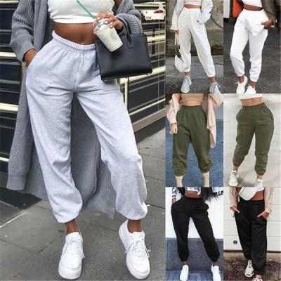 China Anti-pilling New Women's Casual Solid Color Sports Pants Ankle Banded Pants For Women for sale