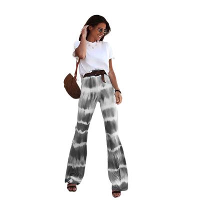 China Anti-pilling new summer women's clothes striped printed flared casual pants for women for sale