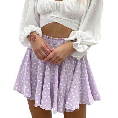 China Dry Cleaning Fashion Women Wear Small Daisy Printed Short Skirt Mini Skirt For Women for sale