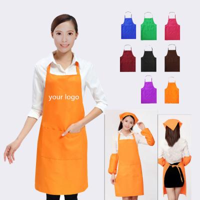 China Fashionable Customize Chef Cafe Restaurants Kitchen Apron Waterproof BBQ Logo Cotton Canvas Polyester Cooking Bib Cleaning Aprons for sale