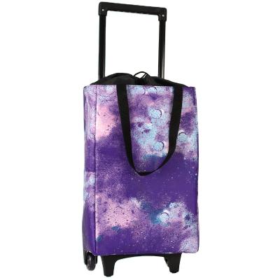 China Custom Logo Wholesale Green Foldable Convenience Folding Shopping Cart Trolley Bags On Wheels For Market for sale