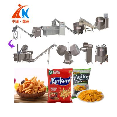 China High Quality Two Barrel Snack Machine Production Line for Bugles Frying and Puffing Mixes Frying Snack Machine for sale