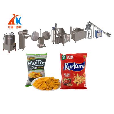 China Production lower price fully automatic automatic doule/quadruple kneader corn curls frying and making machine corn curls machine for sale