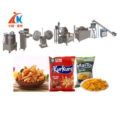 China Production Factory Direct Selling Automatic Full Automatic Doule/Kneader Bugles Quadruple Chips Frying And Frying Machine Snacks for sale