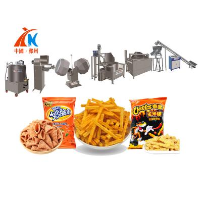 China Full automatic production doule/quad kneader processing line frying and fried puffed food bugles snack production line for sale