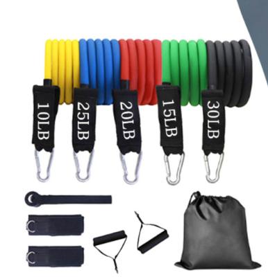 China 2020 Best Natural Home Exercise Latex Tube Resistance Bands 11pcs With Door Anchor, for sale