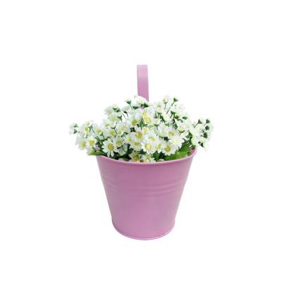 China Modern Flower Pot Balcony Garden Colorful Plant Pot Hanging Iron Planters, Metal Flower Buckets for sale