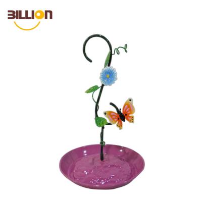 China Garden Butterfly Art Round Hanging Metal Bird Sustainable Feeder for sale