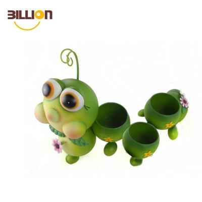 China Europe Garden Decoration Patio Metal Caterpillar Planter Lawn Yard Statue Plants Pot for sale