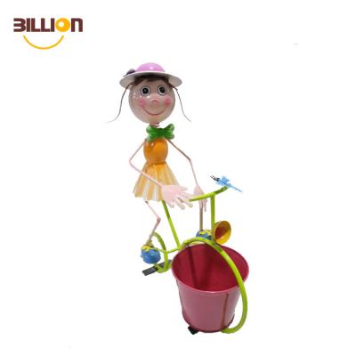 China Best Selling Cartoon Tall Bicycle Iron Girl Pots Outdoor Garden for sale