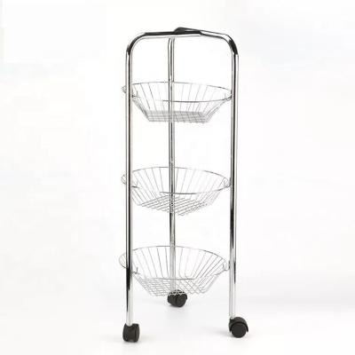 China Sustainable 3 Tier Metal Basket Fruit Kitchen Serving Basket for sale