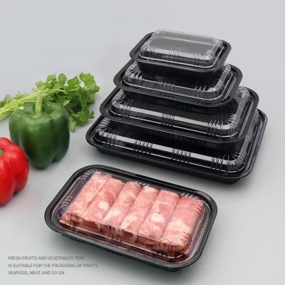 China Disposable Rectangular Beef Roll Box Lamb Beef Tenderloin Roll Packed Disposable Plastic Box With Cover for sale