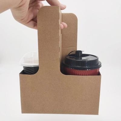 China Portable Disposable Durable Cardboard Beverage Cups Carrier Trays 2 Take Away Coffee Cup Holder With Logo Printing for sale