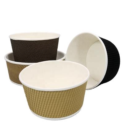 China Double Layer Biodegradable Wrinkled Thicken Food Oatmeal Soup Bowl Paper Bowl Paper Cup With Different Colors for sale