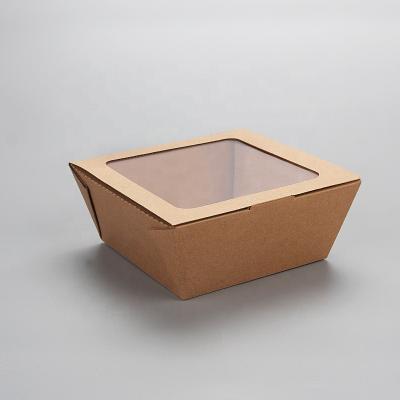 China 1680ml Disposable Container Salad Wrapping Paper Food Grade Fast Food Take Out Boxes With Clear Window for sale