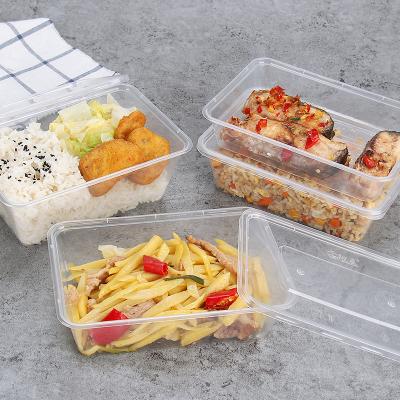 China 500ml Economical Microwavable Disposable Rectangular Food Containers Rectangular Takeout Meal Packing Box With Lid for sale