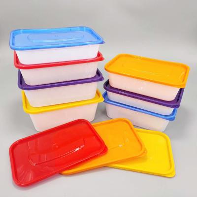 China PP plastic freshness preservation customization500ML/650ML/750ML/1000ML disposal food container with color cover for sale