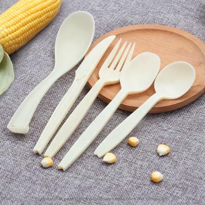 China CPLA Disposable 100% Biodegradable Cutlery Compostable Cutlery Set Disposable Fork Knife Spoon For Sale for sale