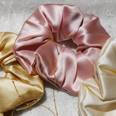 China Oversized Pure Silk Mulbery Women Hair Scrunchies EC-SS-003 22 Momme 7cm Colored Satin Custom Large for sale