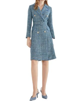 China Breathable OEM ODM Vintage Ditch Coat Long Suit Tweed Coat For Women for sale