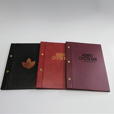 China Modern Customized LOGO Teahouse Leather Restaurant Table Menu Holder for sale