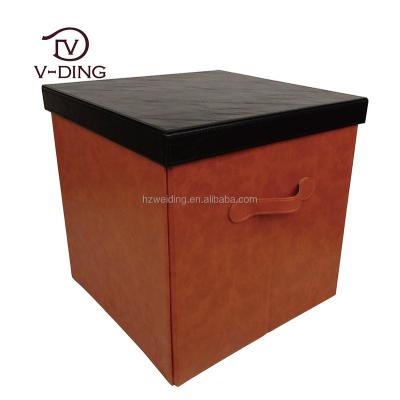 China PU Foldable Household Hotel Leather Foldable Storage Box for sale