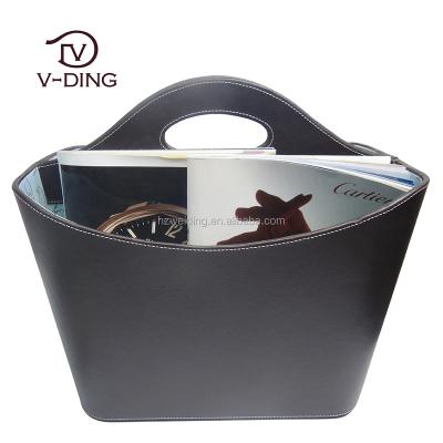 China Sustainable Patterns Printed Leather Storage Baskets For Magazine for sale