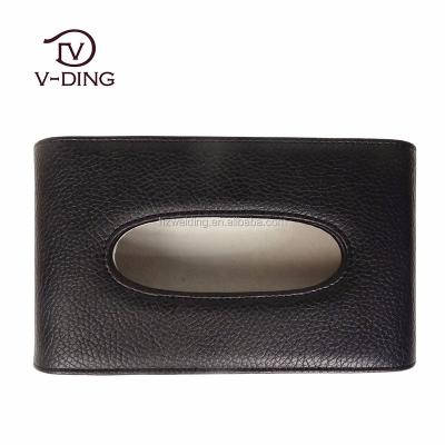 China Custom LOGO Leather Modern PU Car Tissue Box Leather Holder for sale