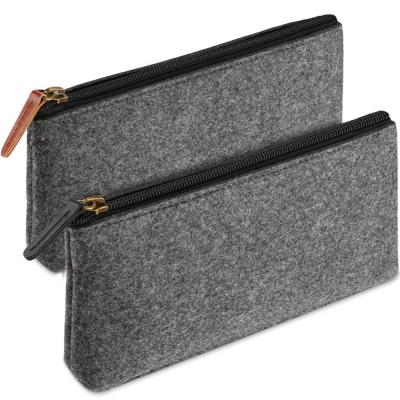 China Eco-friendly Felt Stationery Pouch Zipper Bag Felt Pencil Pouch Pen Bag Pencil Case 2 Packs for sale