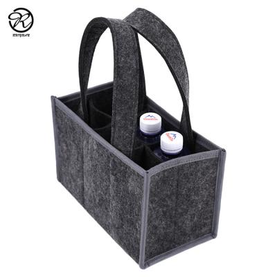 China Beverage Promote Tote Bag Multi-Pockets 6 Packed Water Bottles Felt Wine Bottle Bag for sale