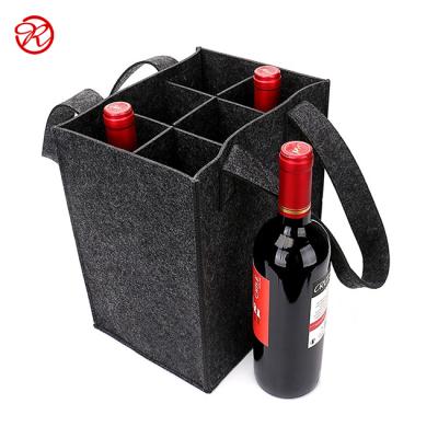 China Sustainable Custom Durable Wine Bottle Carrier Bag Felt Wine Tote Bag Felt Wine Bag for sale