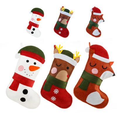 China 2021 New Style Christmas Stocking Fox Snowman Felt Reindeer Stocking Christmas Hanging Decoration for sale