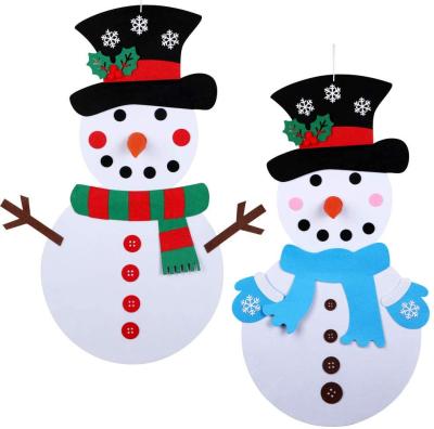 China Christamas Home Decoration DIY Christmas Snowman Felt Christmas Door Decoration DIY Felt Set Wall Hanging Toys For Kids for sale