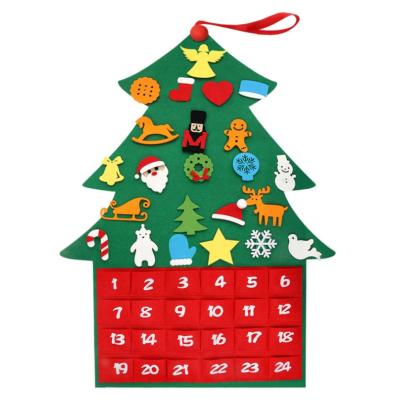 China Newest Promotion Christmas Advent Calendar Christmas Felt Tree Ornaments DIY Felt Christmas Decorations for sale