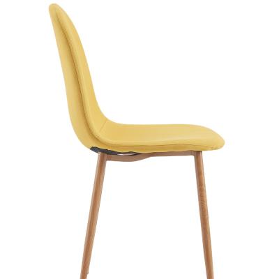 China Modern The New Listing PU Leather Fabric Velvet Wood Gold Iron Metal Leg Dining Room Furniture Chair Armrest for sale