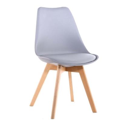 China PP +cushion +beech wood legs Cheap Kitchen Cafe Bistro Dining chairs for Dinning Room / Wholesale Modern Polypropylene Plastic Chair Supplier for sale