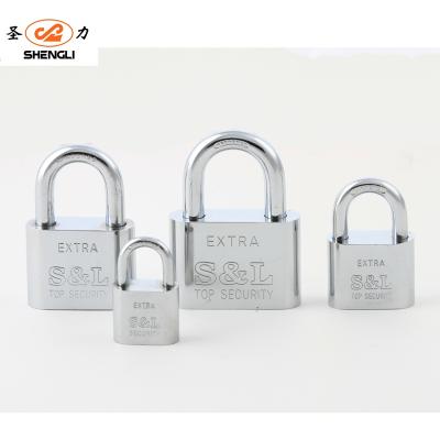 China Iron Round Corner 30mm Chrome Plated Iron Padlock With Paddle Key for sale