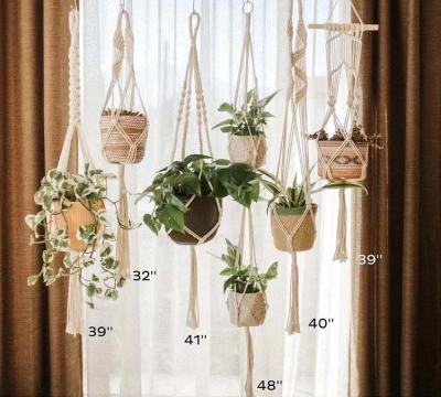 China 6 Air Cotton Macrame Macrame Plant Handcrafted Indoor Plant Hanger Wall Hanging Decor Handmade Home Accessories Decoration Set for sale