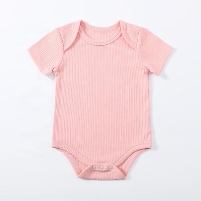 China Wholesale Comfortable Baby Romper Short Sleeved Ribbed Boy and Girl Onesie OEM Premium Newborn Jumpsuit for sale