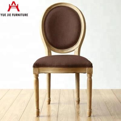 China Removable French Style Louis Round Back Wooden Dining Chair Canvas Fabric Chair for sale