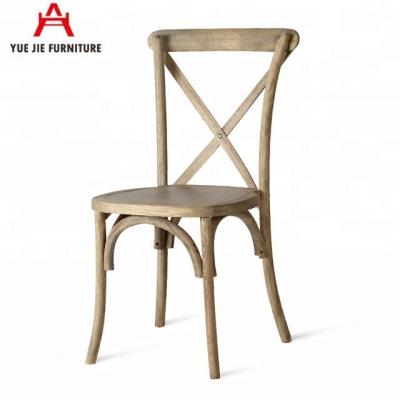 China French Stackable Banquet Solid Wood Cross Back Chair for sale