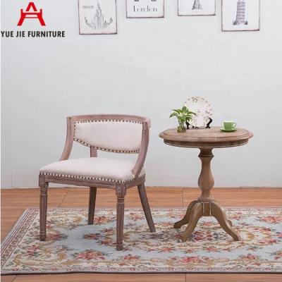 China Small round solid wood dining table and lounge chair for sale