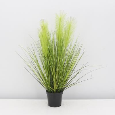 China 2021 Plastic Grass Tubular Fake Grass Durable Artificial Onion Grass Bonsai With Pot for sale