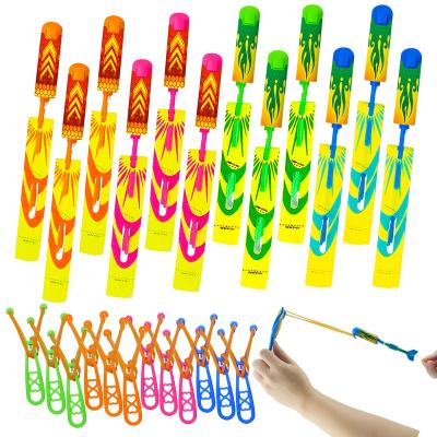 China Custom YongnKids Outdoor Game Foam Flying Toys Hand Launch Sparker LED Light Finger Rocket For Night Camping for sale