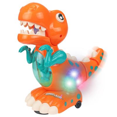 China Play Indoors and Outdoors YongnKids Automatic Orange Glare Lights Walking Music Dinosaur Toys for sale