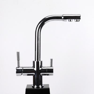 China Hot Selling High Quality Household Brass Chrome Kitchen Faucet Tri Flow Kichen Faucet for sale