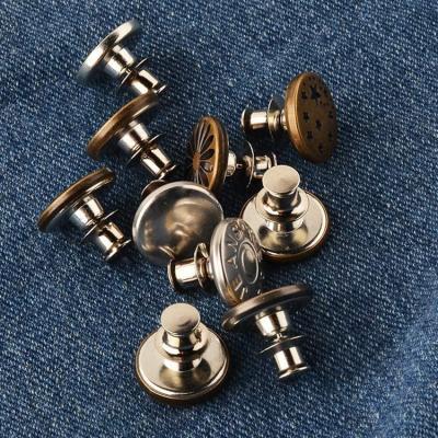 China Custom Logo 17mm Jean Button Pins Replacement Removable Dry Cleaning Button Non Sew Buttons For Pants Jeans for sale