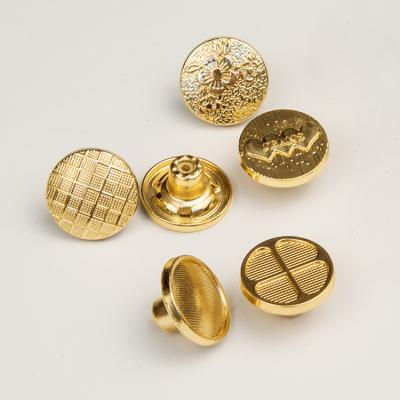 China New Design Luxury Gold Logo Custom Metal Dry Cleaning Zinc Alloy Garment Jeans Button for sale